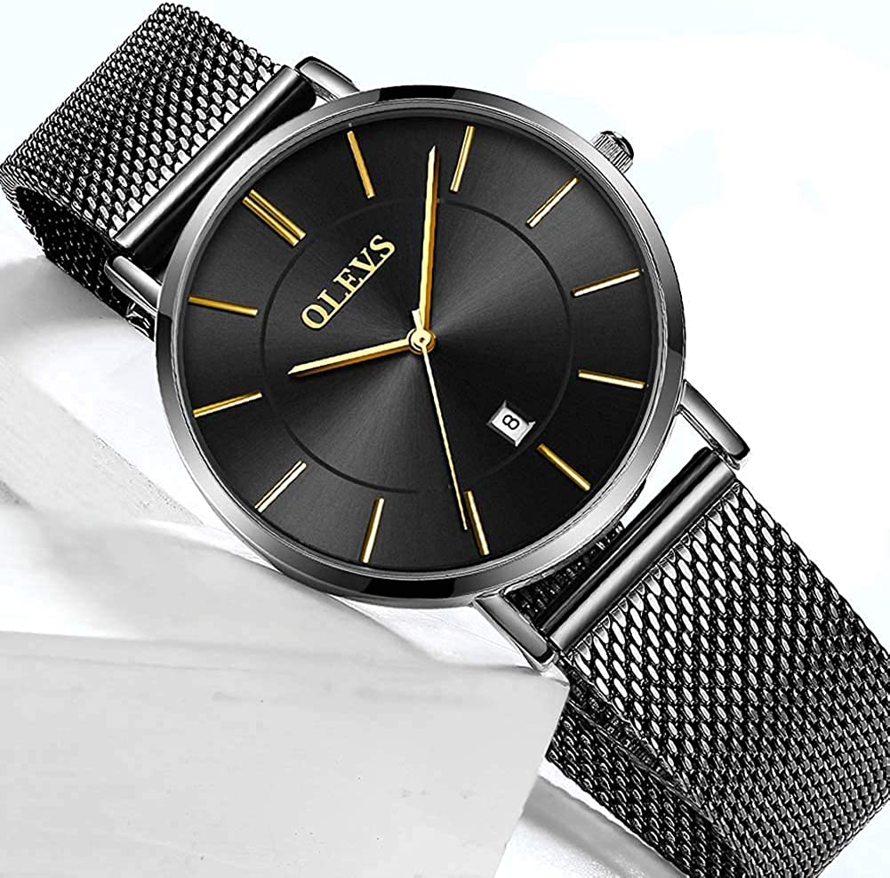 OLEVS Women's Watch Luxury Dress Rose Gold Women Slim Thin Lightweight Watch Stainless Steel Mesh Watches Fashion Waterproof Ladies Wrist Watch Black White Blue Face,Adjustable Bracelet - Image 7